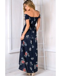 Inside Job Maxi Dress Navy Blue Floral